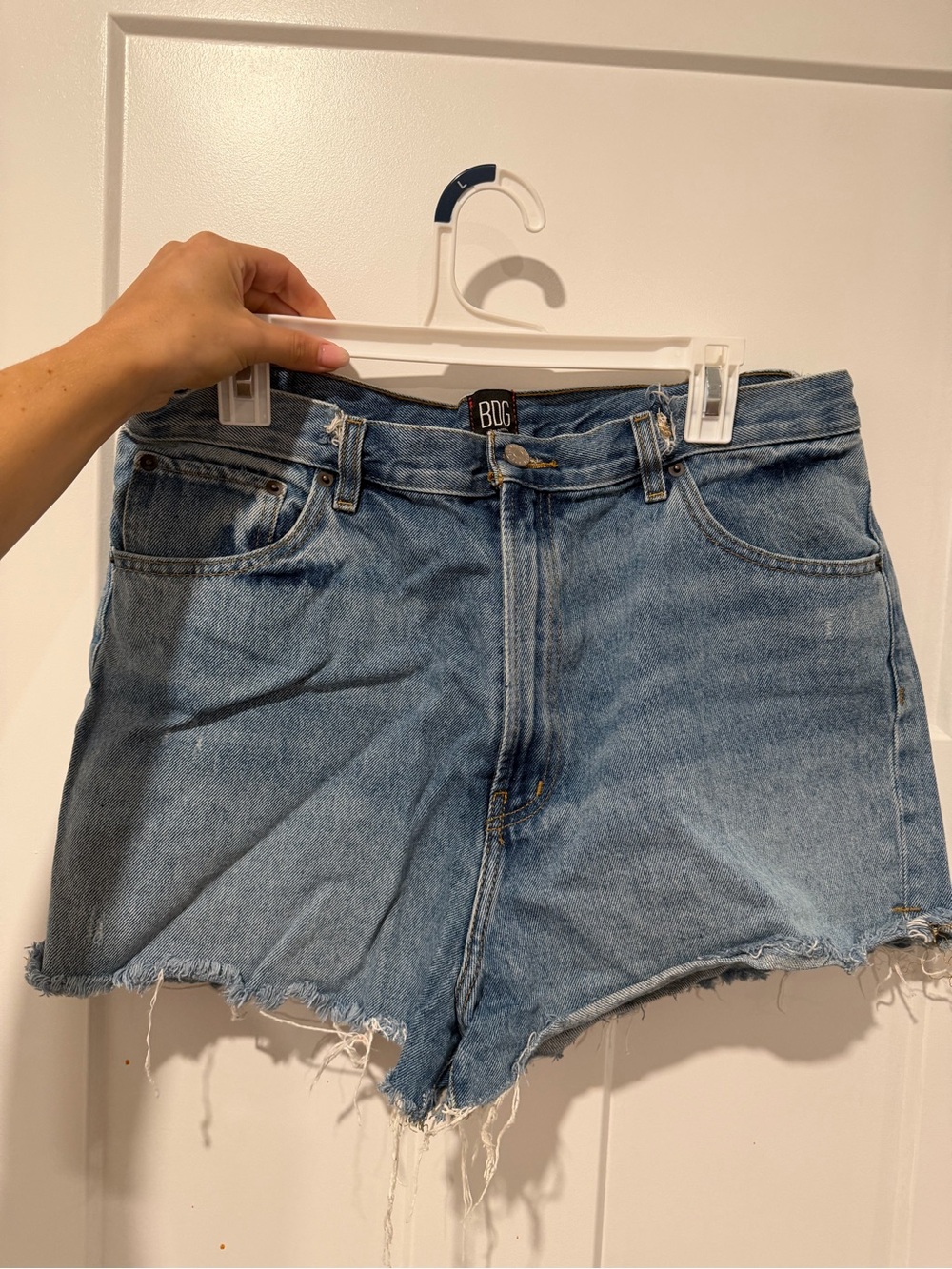 BDG Light Blue High-Rise Cutoff Denim Shorts